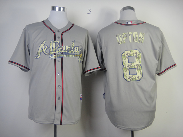 Men Atlanta Braves #8 Upton Grey Camo MLB Jerseys